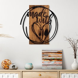 Wallity Made With Love - Accesorio decorativo de pared de madera y metal, Nogal y Negro